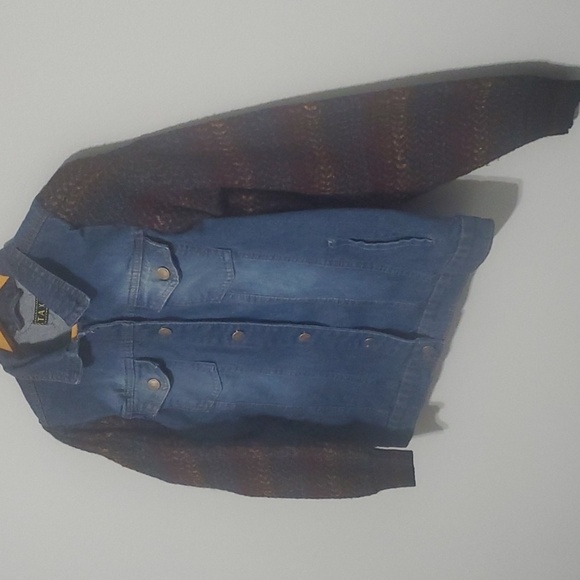 Taxi Jacket Denim Fabric Sleeves Womens Size XL ? X-large ? No Size Tag 20" Ptp - Picture 4 of 16